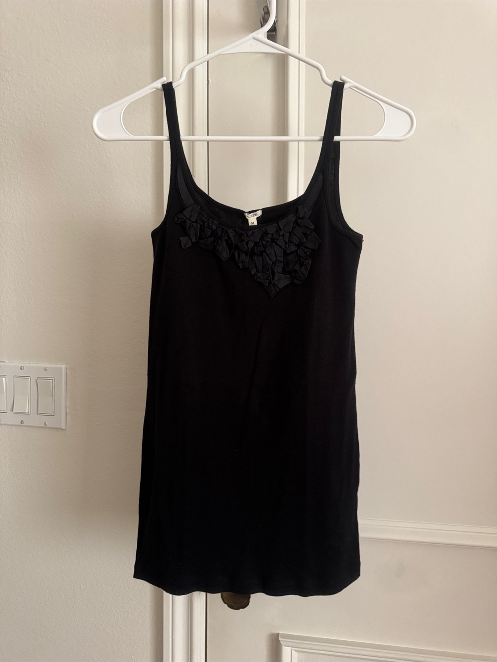 J. Crew Black Sleeveless Camisole with Applique Neckline
